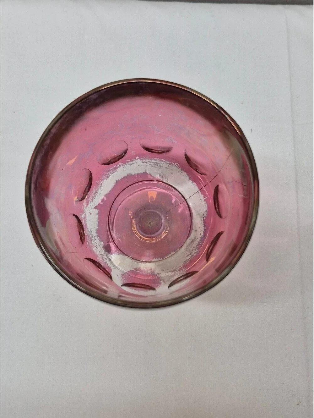 Vintage Pink Glass Goblet with Clear Stem and Base J26